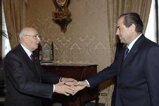 Il Presidente Giorgio Napolitano con Antonio Di Pietro della Rappresentanza Parlamentare &quot;Italia dei Valori&quot;, in occasione delle consultazioni