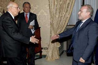 Il Presidente Giorgio Napolitano accoglie Francesco Giordano, della Rappresentanza Parlamentare &quot;Rifondazione Comunista Sinistra Europea&quot; in occasione delle consultazioni