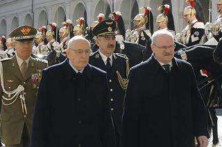 Il Presidente Giorgio Napolitano e il Presidente della Repubblica Slovacca Ivan Gasparovic, ricevono gli Onori Militari al Quirinale