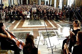 Il Presidente Giorgio Napolitano con la moglie Clio, assiste all'esecuzione del &quot;Quartetto di Firenze&quot; in occasione della celebrazione della &quot;Festa della Donna&quot;