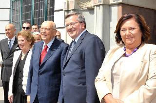 Il Presidente Giorgio Napolitano e la Signora Clio con il Presidente della Repubblica di Polonia Bronislaw Komorowski e la Signora Komorowski