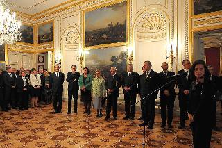 Il Presidente Giorgio Napolitano durante l'inaugurazione della mostra &quot;Canaletto a Varsavia&quot; in occasione della visita di Stato nella Repubblica di Polonia