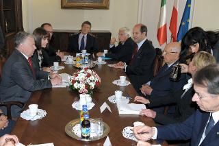 Il Presidente Giorgio Napolitano con il Presidente del Senato Bogdan Michal Borusewicz durante i colloqui in occasione della visita di Stato nella Repubblica di Polonia