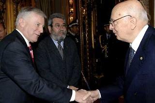 Il Presidente Giorgio Napolitano con John Monks e Candido Mendez rispettivamente Segretario e Presidente del Comitato esecutivo della Confederazione Europea dei Sindacati