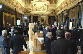 Un aspetto del Salone dei Corazzieri del Quirinale che ha accolto in una Mostra 27 opere, una per ogni Paese UE allestita per i 50 anni dei &quot;Trattati di Roma&quot;