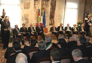 Il Presidente Giorgio Napolitano, durante il suo intervento al convegno degli industriali del Nord-Est