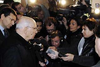 Il Presidente Giorgio Napolitano incontra i giornalisti a margine del Convegno Internazionale &quot;Le direttive anticipate di volontà sui trattamenti sanitari&quot;