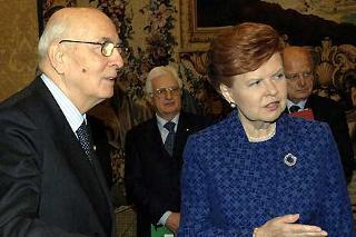 Il Presidente Giorgio Napolitano con Vaira Vike-Freiberga, Presidente della Repubblica di Lettonia