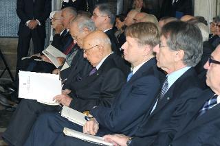 Il Presidente Giorgio Napolitano nel corso della cerimonia di consegna delle insegne di Cavaliere dell'Ordine &quot;Al Merito del Lavoro&quot; ai Cavalieri del Lavoro nominati il 2 giugno 2012