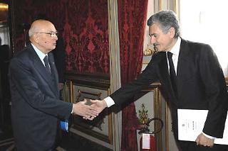 Il Presidente Giorgio Napolitano con Massimo D'Alema, Ministro degli Affari Esteri, in occasione della riunione del Consiglio supremo di difesa
