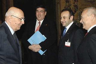 Il Presidente Giorgio Napolitano con Karl A. Lamers, Egemen Bagis e Antonello Cabras in occasione dell'incontro con una delegazione della Commissione Politica dell'Assemlea NATO