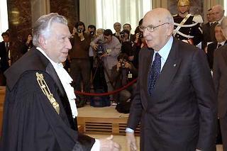 Il Presidente Giorgio Napolitano con il nuovo Presidente della Corte dei conti, Tullio Lazzaro.