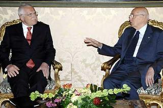Il Presidente Giorgio Napolitano a colloquio con il Presidente della Repubblica Ceca, Vaclav Klaus