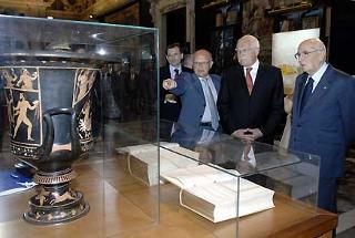 Il Presidente Giorgio Napolitano con il Presidente della Repubblica Ceca Vaclav Klaus visita la Mostra &quot;Capolavori dell'Arte Europea&quot;