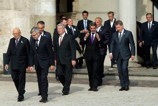 Il Presidente Giorgio Napolitano al Castello di Wawel con i Capi di Stato partecipanti all'Incontro Informale Multilaterale di Capi di Stato &quot;Uniti per l'Europa&quot;