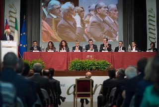 Il Presidente Giorgio Napolitano nel corso dell'inaugurazione del XXXI Congresso dell'Associazione Nazionale Magistrati dal titolo &quot;Giustizia e Società - L'orizzonte possibile&quot;