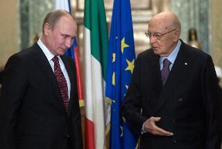 Il Presidente Giorgio Napolitano accoglie il Presidente della Federazione Russa Vladimir Putin