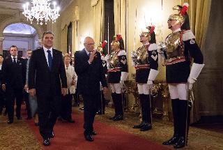 Il Presidente Giorgio Napolitano e il Presidente della Repubblica di Turchia Abdullah Gül, si recano nel Salone delle Feste in occasione del Pranzo di Stato