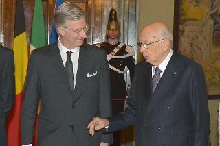 Il Presidente Giorgio Napolitano con il Re dei Belgi Filippo in occasione della visita ufficiale in Italia