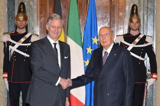 Il Presidente Giorgio Napolitano con il Re Filippo dei Belgi in occasione della visita ufficiale in Italia