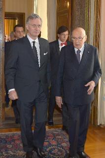 Il Presidente Giorgio Napolitano con il Re Filippo dei Belgi in visita ufficiale in Italia