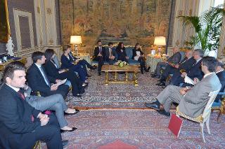 Il Presidente Giorgio Napolitano nel corso dell'incontro con l'intergruppo dei Giovani Parlamentari