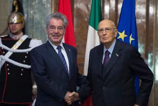 Il Presidente Giorgio Napolitano con il Presidente Federale della Repubblica d'Austria, Heinz Fischer, in visita di Stato in Italia