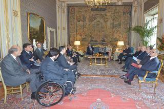 Un momento dell'incontro del Presidente Giorgio Napolitano con alcuni rappresentanti di Associazioni delle persone con disabilità in occasione della &quot;Giornata Internazionale delle persone con disabiltà&quot;,