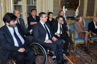 Un momento dell'incontro con alcuni rappresentanti di Associazioni delle persone con disabilità in occasione della &quot;Giornata Internazionale delle persone con disabiltà&quot; al Quirinale