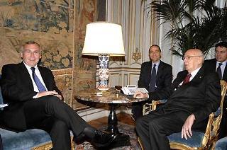 Il Presidente Giorgio Napolitano con il Signor Alfred Gusenbauer, Cancelliere Federale austriaco, durante i colloqui