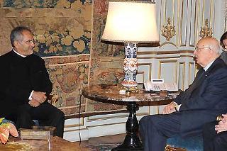 Il Presidente Giorgio Napolitano con il Presidente della Repubblica Democratica di Timor Est, Signor Josè Ramos Horta, durante i colloqui in occasione dell'incontro al Quirinale