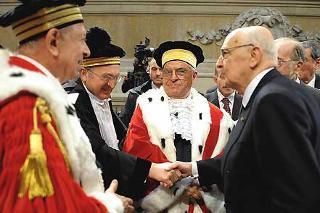 Il Presidente Giorgio Napolitano al termine dell'Assemblea Generale pubblica e solenne della Corte Suprema di cassazione