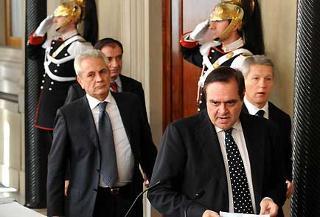 Il Sen. Clemente Mastella, l'On. Mauro Fabris e il Sen. Tommaso Barbato, per la rappresentanza parlamentare Popolari-Udeur