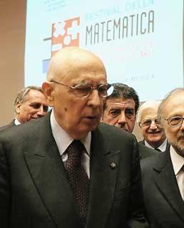 Il Presidente della Repubblica Giorgio Napolitano al Festival della Matematica.