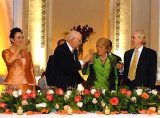 Il Presidente Giorgio Napolitano con il Presidente della Repubblica del Cile Michelle Bachelet, in occasione del pranzo di Stato.