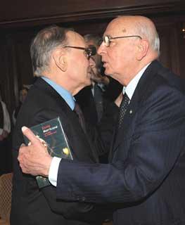 Cordiale incontro del Presidente Giorgio Napolitano con il Maestro Ennio Morricone.