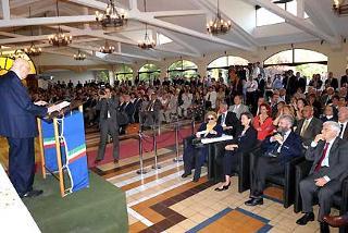 Il Presidente Giorgio Napolitano durante la sua allocuzione alla Collettività italiana