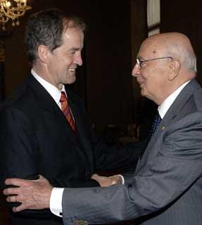Il Presidente Giorgio Napolitano accoglie Jo Leinen, Presidente della Commissione Affari Costituzionali del Parlamento Europeo