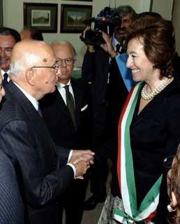 Il Presidente Giorgio Napolitano con il Sindaco Letizia Moratti a Palazzo Mezzanotte