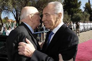 Il Presidente Giorgio Napolitano con il Presidente dello Stato d'Israele, Shimon Peres a Palazzo Presidenziale