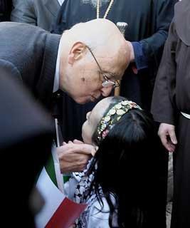 Il Presidente Giorgio Napolitano al suo arrivo a Betlemme