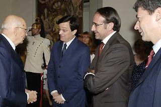 Il Presidente Giorgio Napolitano con Claudio Martini, Presidente della Regione, Riccardo Nencini Presidente del Consiglio Regionale ed il Sindaco di Firenze Leonardo Dominici