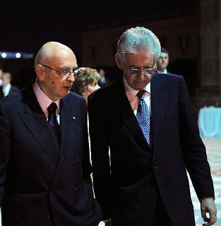 Il Presidente Giorgio Napolitano con il Prof Mario Monti, a Palazzo Reale