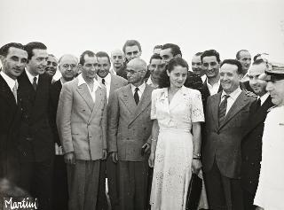 Luigi Einaudi con Gino Bartali, Giulio Andreotti e Alfredo Binda