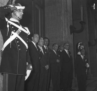 Il Presidente della Repubblica Giovanni Gronchi riceve in visita di Robert F. Wagner, sindaco di New York