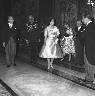 Visita di stato dei reali Paolo I di Grecia con la moglie Federica di Brunswick ricevuti da Presidente della Repubblica Giovanni Gronchi