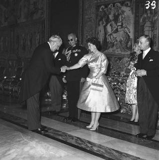 Visita di stato dei reali Paolo I di Grecia con la moglie Federica di Brunswick ricevuti da Presidente della Repubblica Giovanni Gronchi