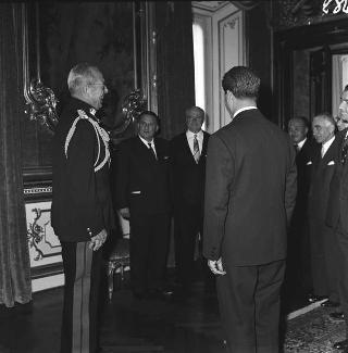Visita di stato dei reali Paolo I di Grecia con la moglie Federica di Brunswick ricevuti da Presidente della Repubblica Giovanni Gronchi
