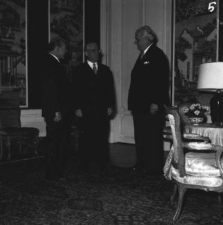 Il Presidente della Repubblica Giovanni Gronchi a colloquio con Professor Elyseu Paglioli, Rettore dell'Università di Rio Grande do Sul (Brasile) in visita di omaggio
