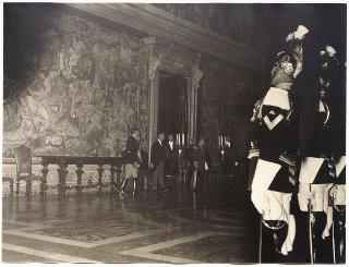 Visita ufficiale di Sua Altezza Eminentissima il Principe e gran Maestro del Sovrano Militare Ordine di Malta, per lo scambio di decorazioni, e visita del Presidente della Repubblica Antonio Segni nella sede dell'Ordine di Malta a Villa Malta